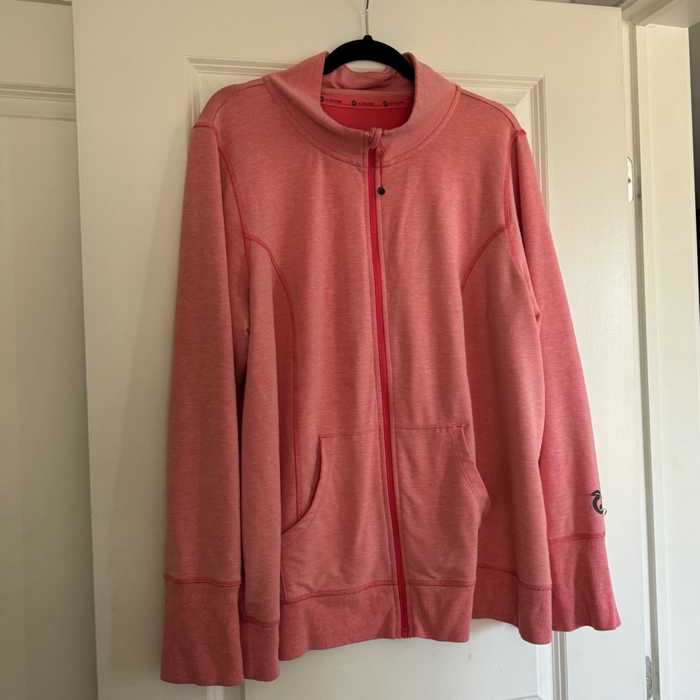 Plus Size Pink Long Sleeve Sports Shirt Jacket